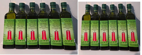 12 Glass Bottles of 500 ML 100% Natural Extra Virgin Olive Oil  Frantoio Early Harvest