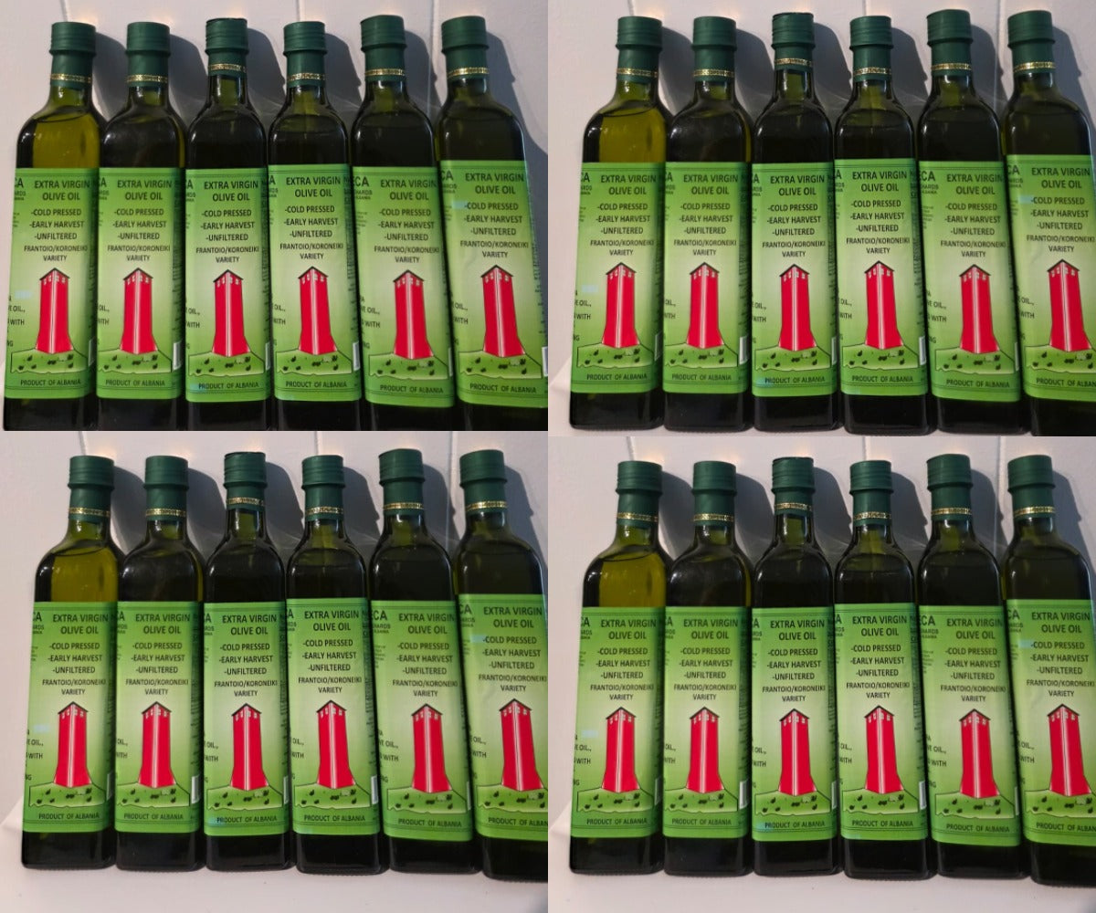 24 Glass Bottles of 500 ML 100% Natural Extra Virgin Olive Oil  Early Harvest-MIXED VARIETIES