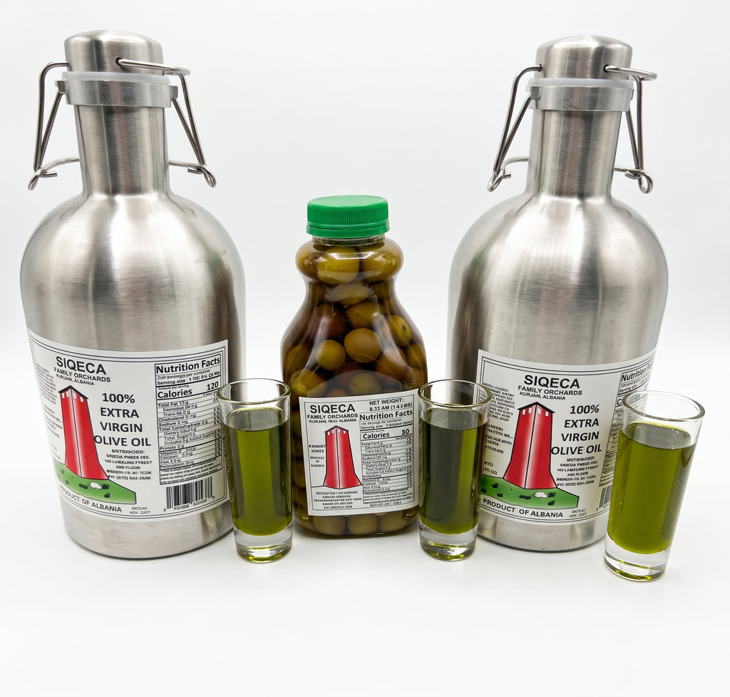SEPTEMBER SPECIAL-(2) 2 Liter Stainless Steel Extra Virgin Olive Oil-Frantoio Variety-EARLY HARVEST