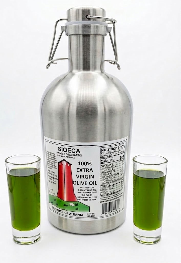 2 Liter Stainless Steel Extra Virgin Olive Oil-Frantoio Variety-EARLY HARVEST