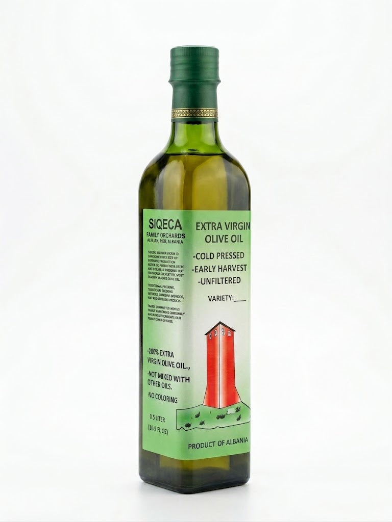 1 Glass Bottle of 500ml  100% Natural Extra Virgin Olive Oil, 2025 New Harvest