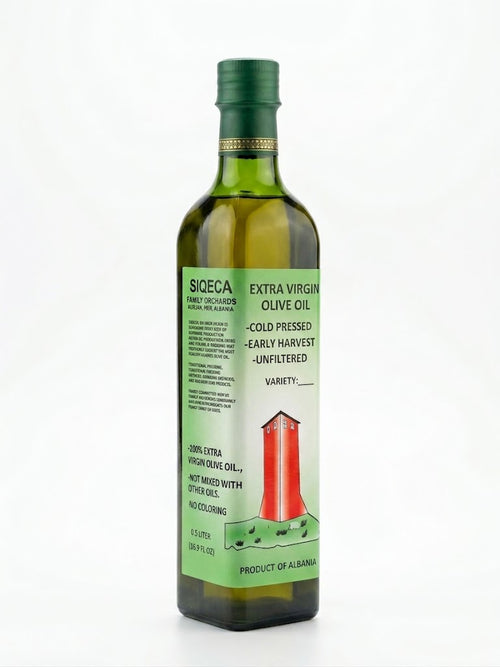 1 Glass Bottle of 500ml  100% Natural Extra Virgin Olive Oil, 2025 New Harvest