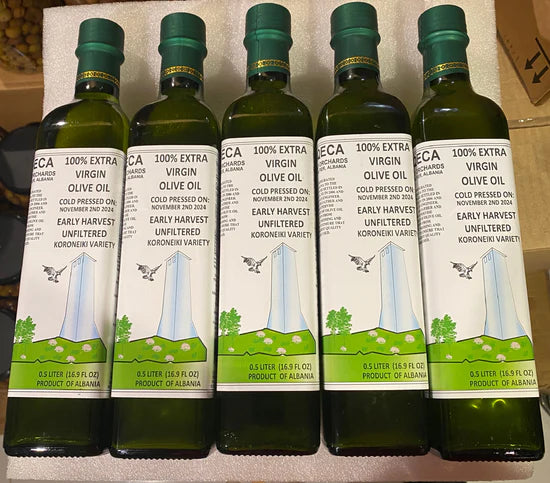 5 Bottles of 500 ML 100% Natural Extra Virgin Olive Oil Unfiltered Kalinjoti Early Harvest
