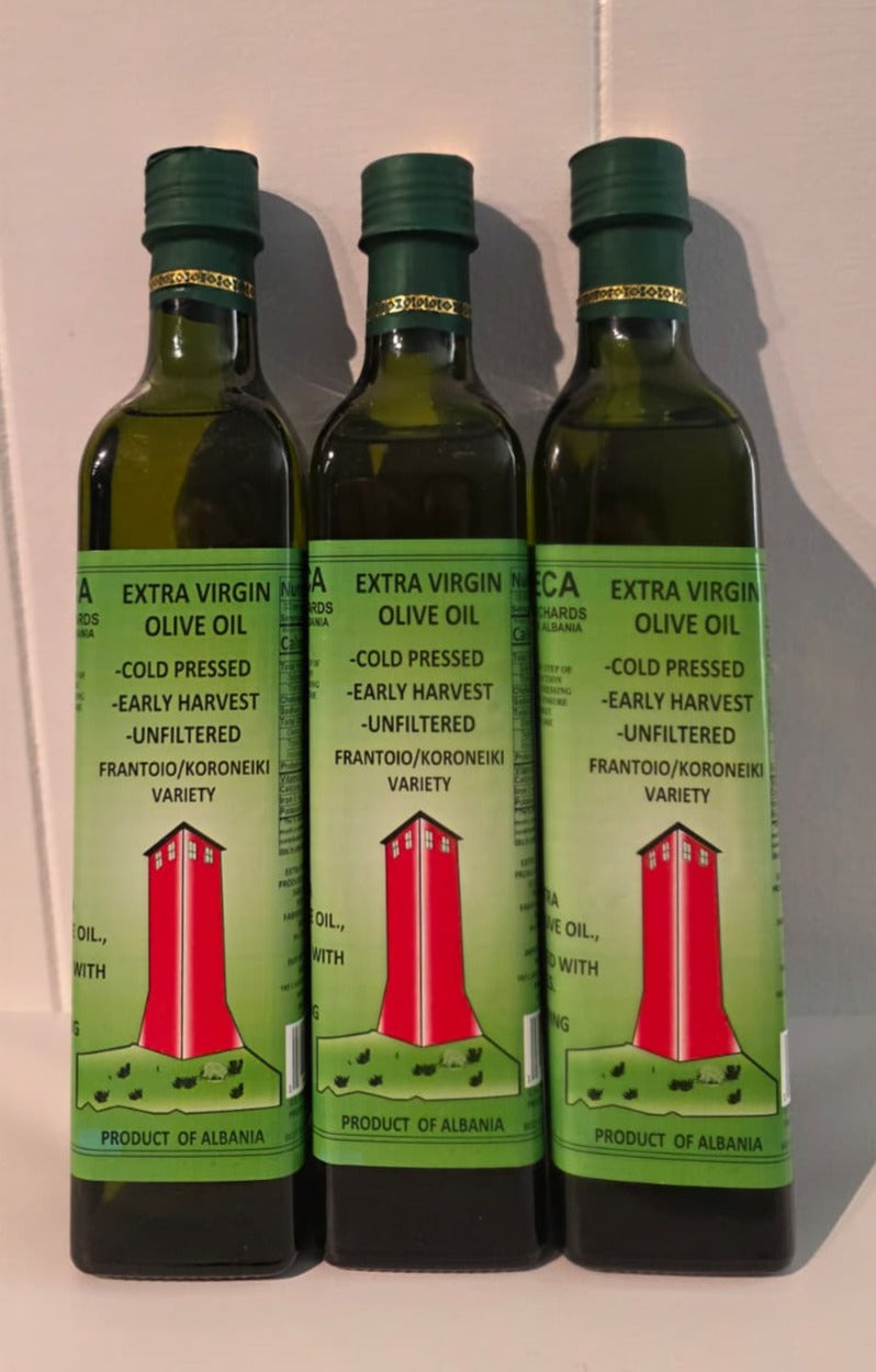 3 Glass Bottles of 500 ML 100% Natural Extra Virgin Olive Oil