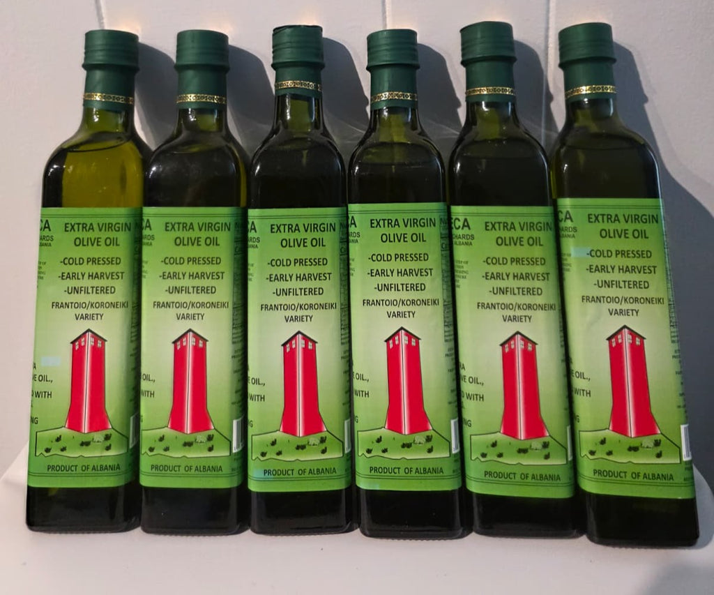 6 Glass Bottles  of 500 ML 100% Natural Extra Virgin Olive Oil  Early Harvest